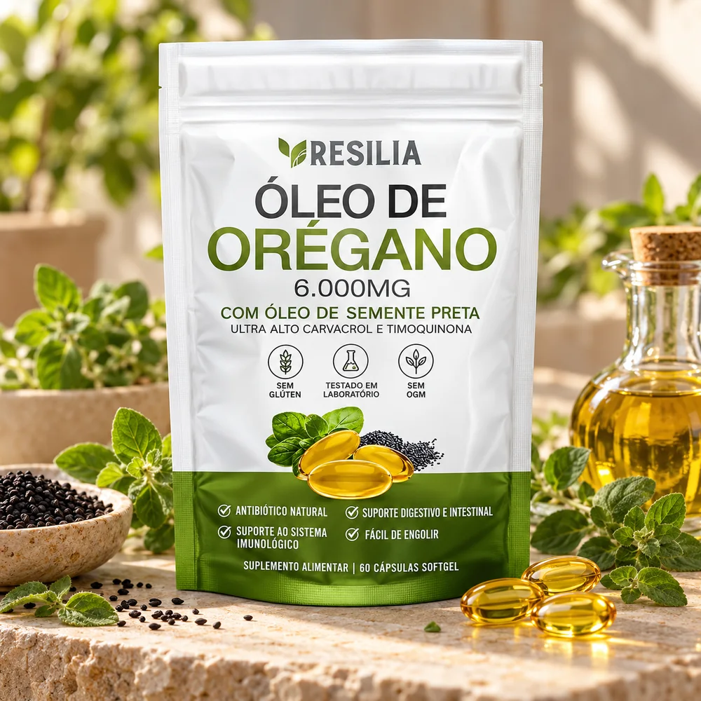 Óleo de Orégano com Semente Preta – 60 Softgels